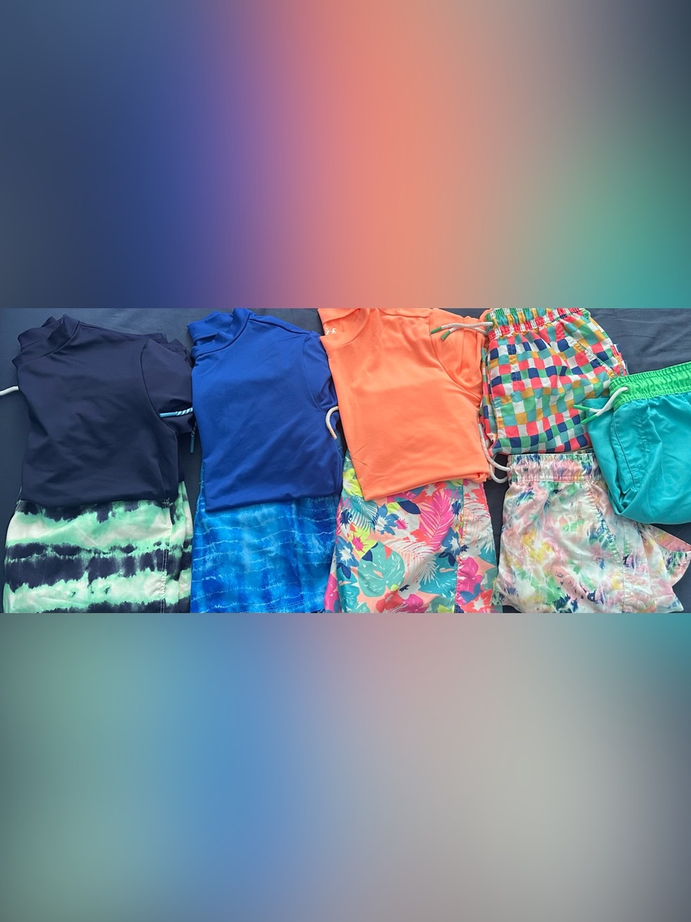 cat & jack swim trunks and rash guards